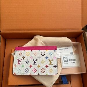 Louis Vuitton White and Pink Multicolor Monogram Pouch